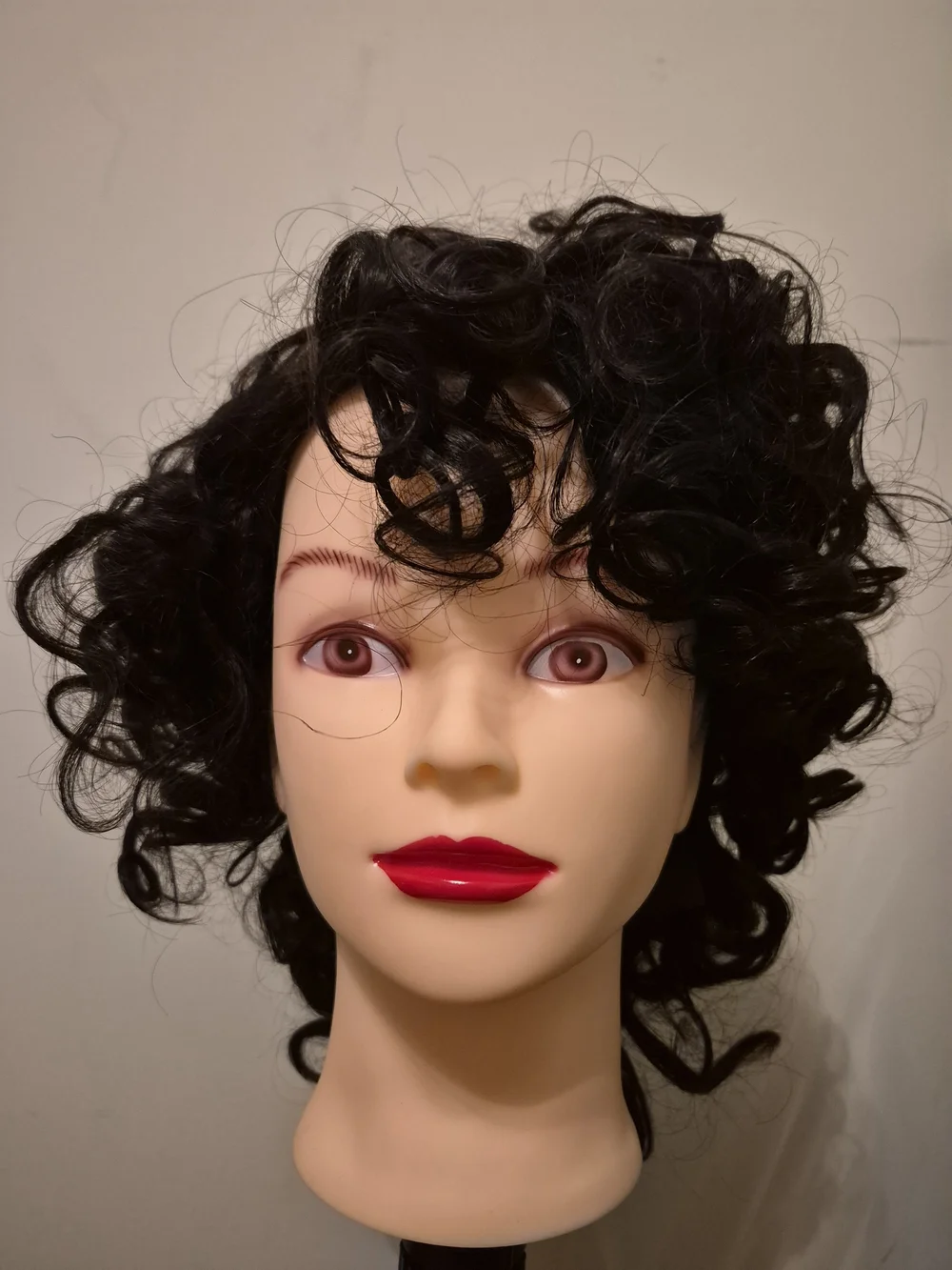 Natural Black Curly Human Hair Wig - 10 Inch